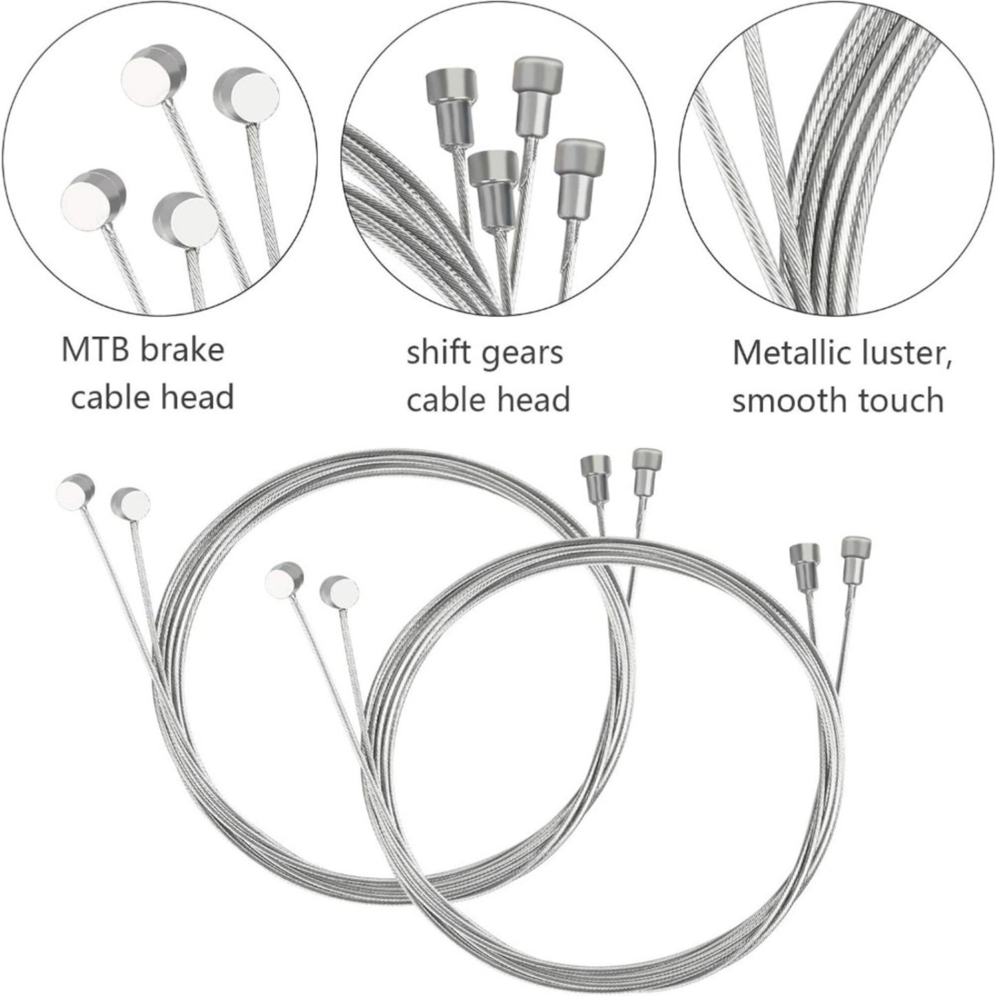 Bicycle Brake Cable Set With V-Brake Pads, 2x Brake Cables, 4x Brake Pads (2L+2R), 1x M5 Allen Wrench, Repair Kit Accessories