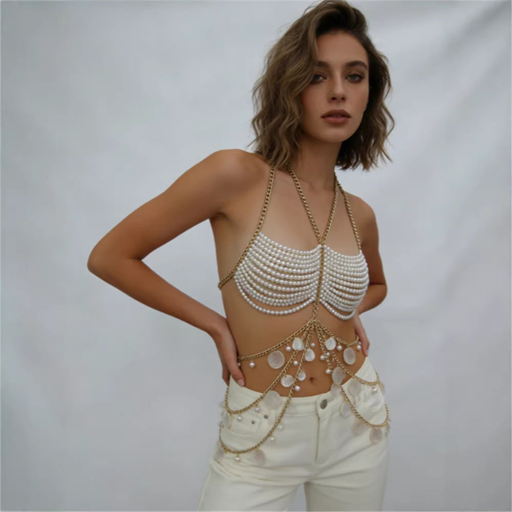 Pearl Chest Chain Body Chain Neck-hanging Vest