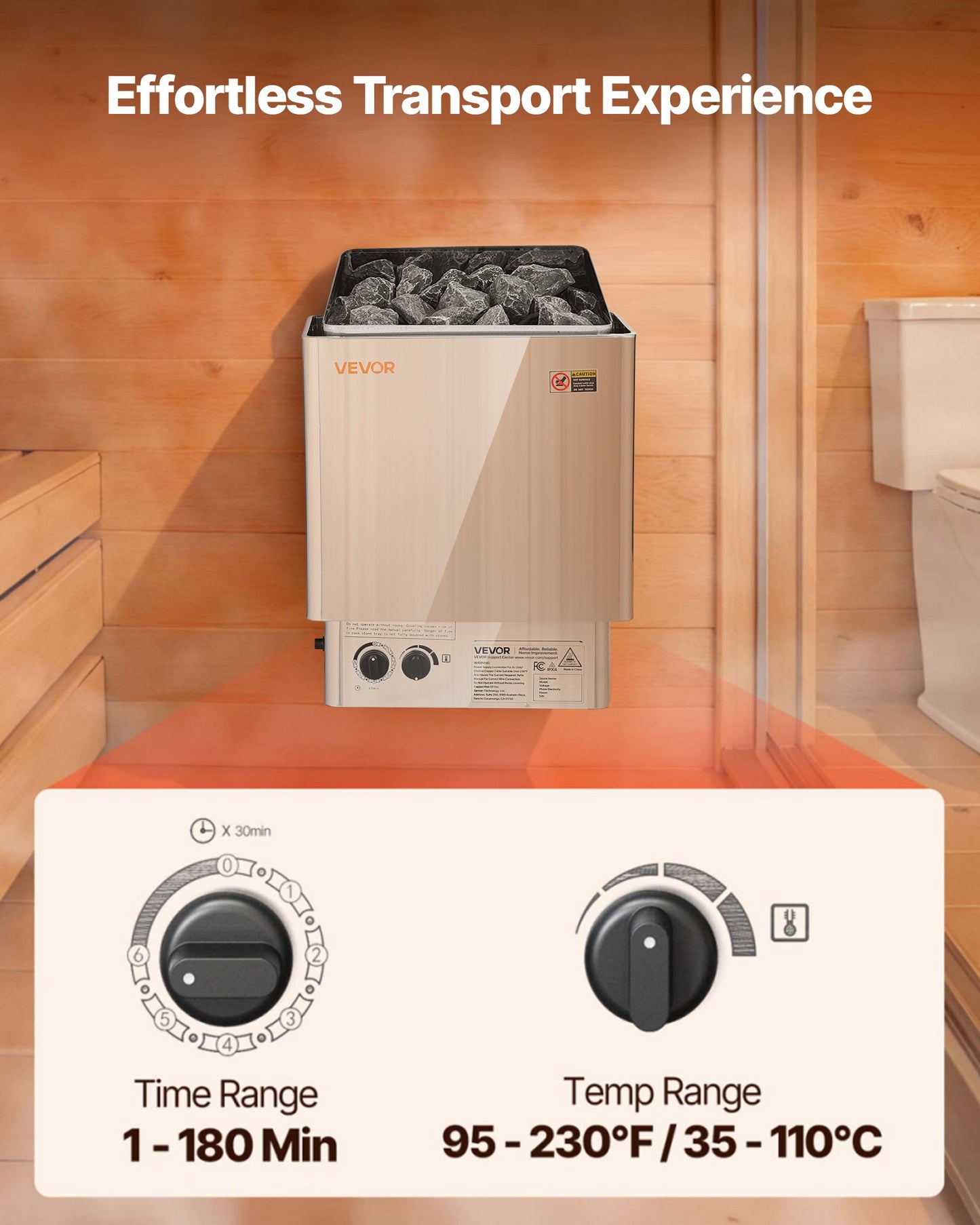 Sauna Heater, 4.5KW 240V Electric Sauna Stove, Dry Steam Bath Saunas Stove With Pre-Drilled Bracket, Fit 105 To 210 CU.FT Saunas Rooms, Steam Bath Stoves For Home, Commercial, Leisure Venues