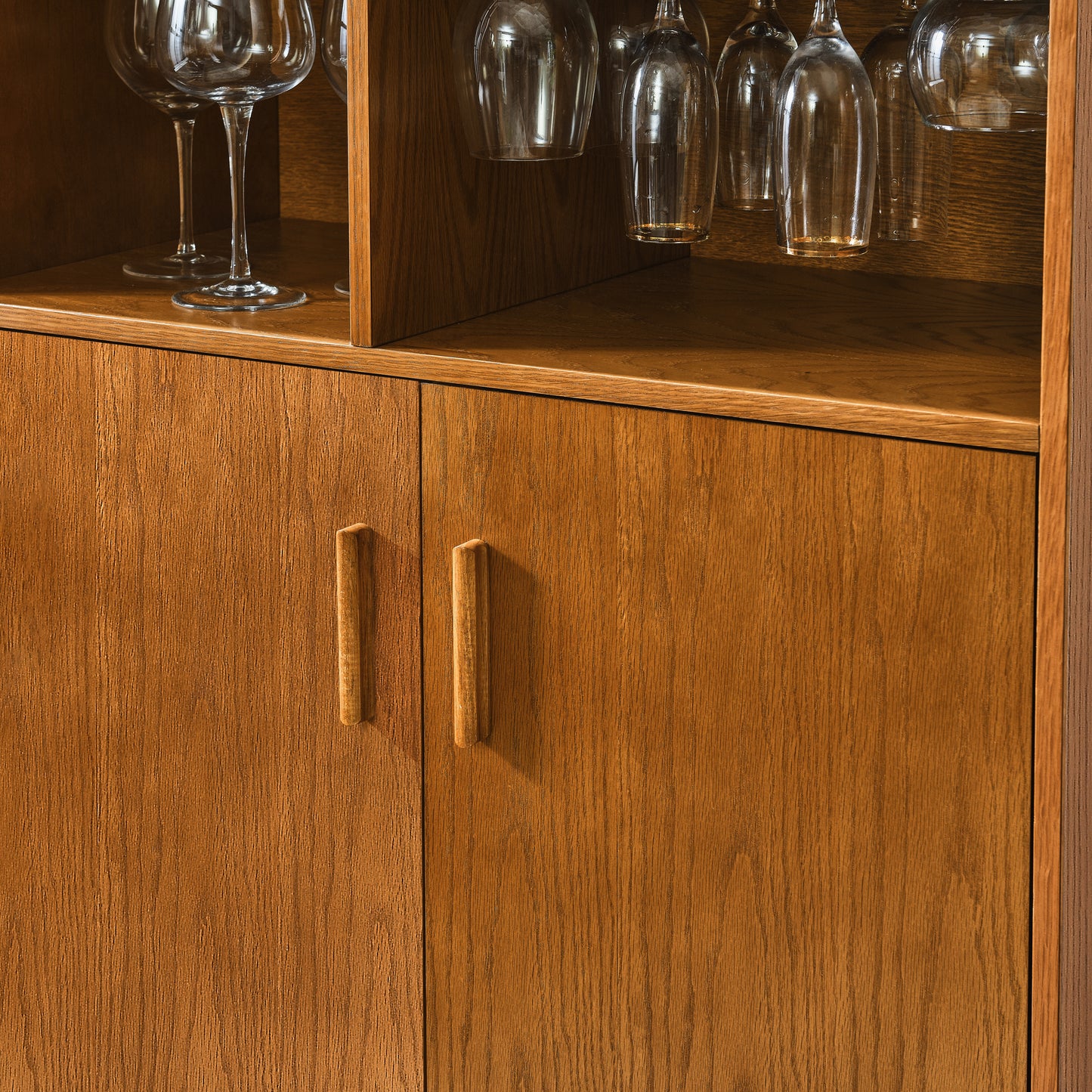 31.5 Liquor Cabinet With Wine Glass Holder & Wine Rack & Adjustable Shelf, Wine Cabinet, Kitchen Coffee Bar Cabinet, Rustic Sideboard Buffet Cabinet With Storage For Home Farmhouse Dining Room