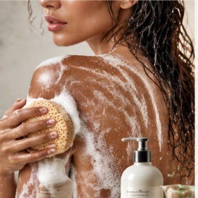 An everyday body-cleansing routine in a bright shower