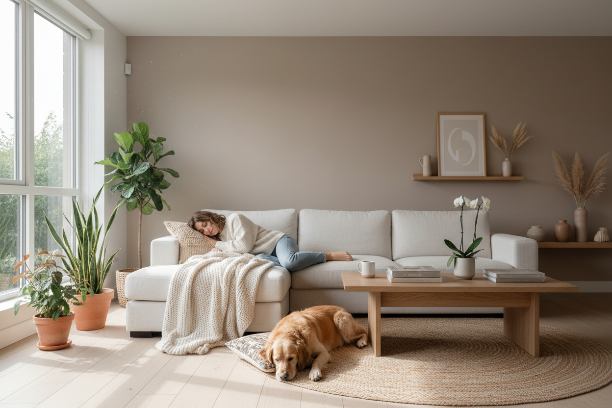 Home aesthetic decor styled in a cozy modern interior with elegant decorative accents