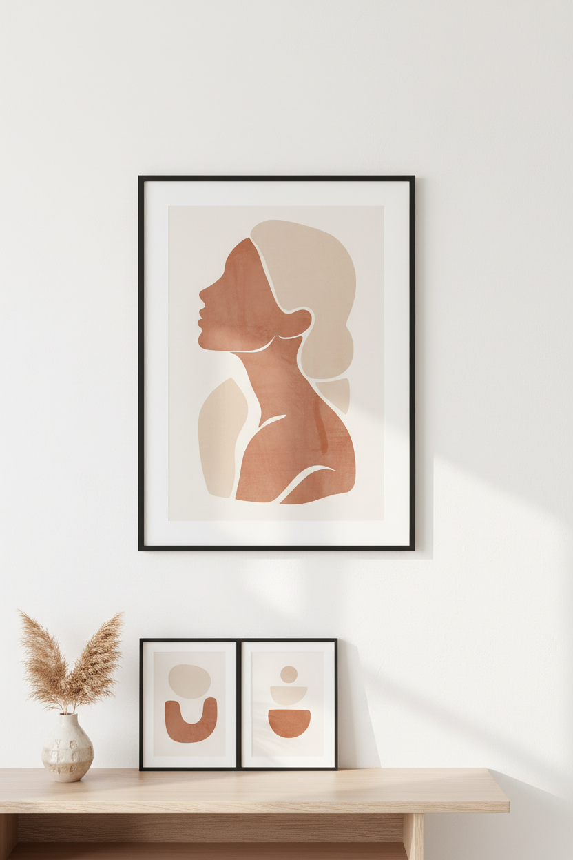 Wall art print displayed in a modern home interior as aesthetic decorative wall decor