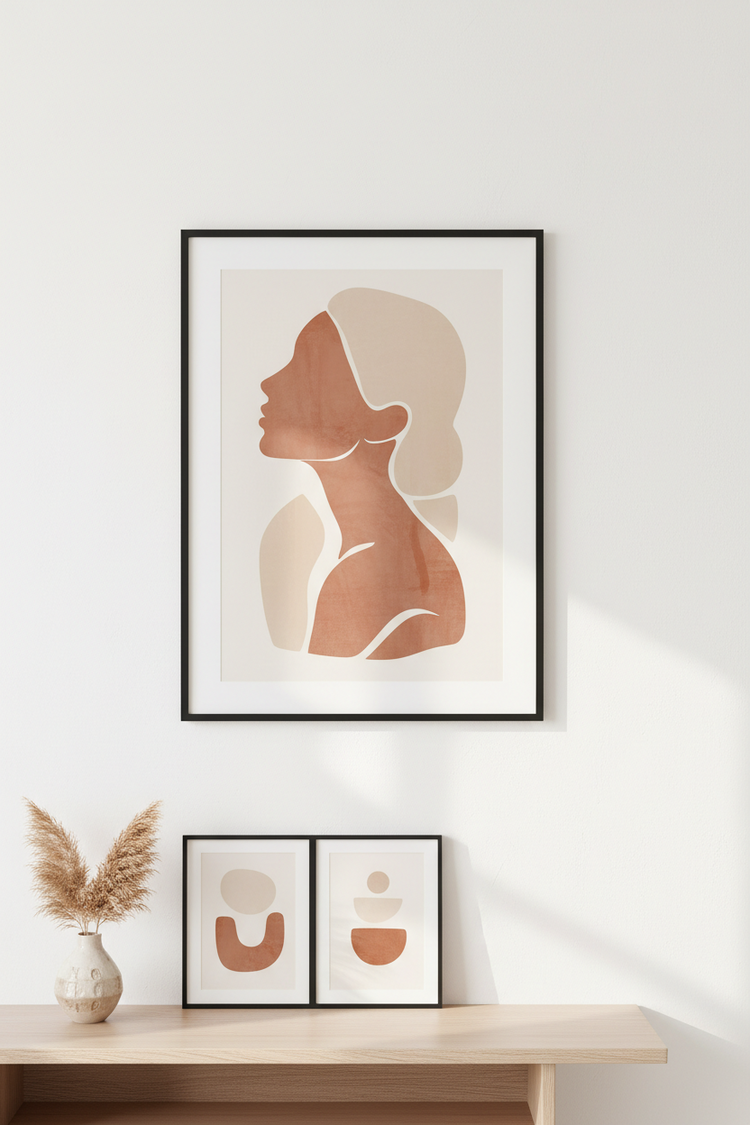 Wall art print displayed in a modern home interior as aesthetic decorative wall decor