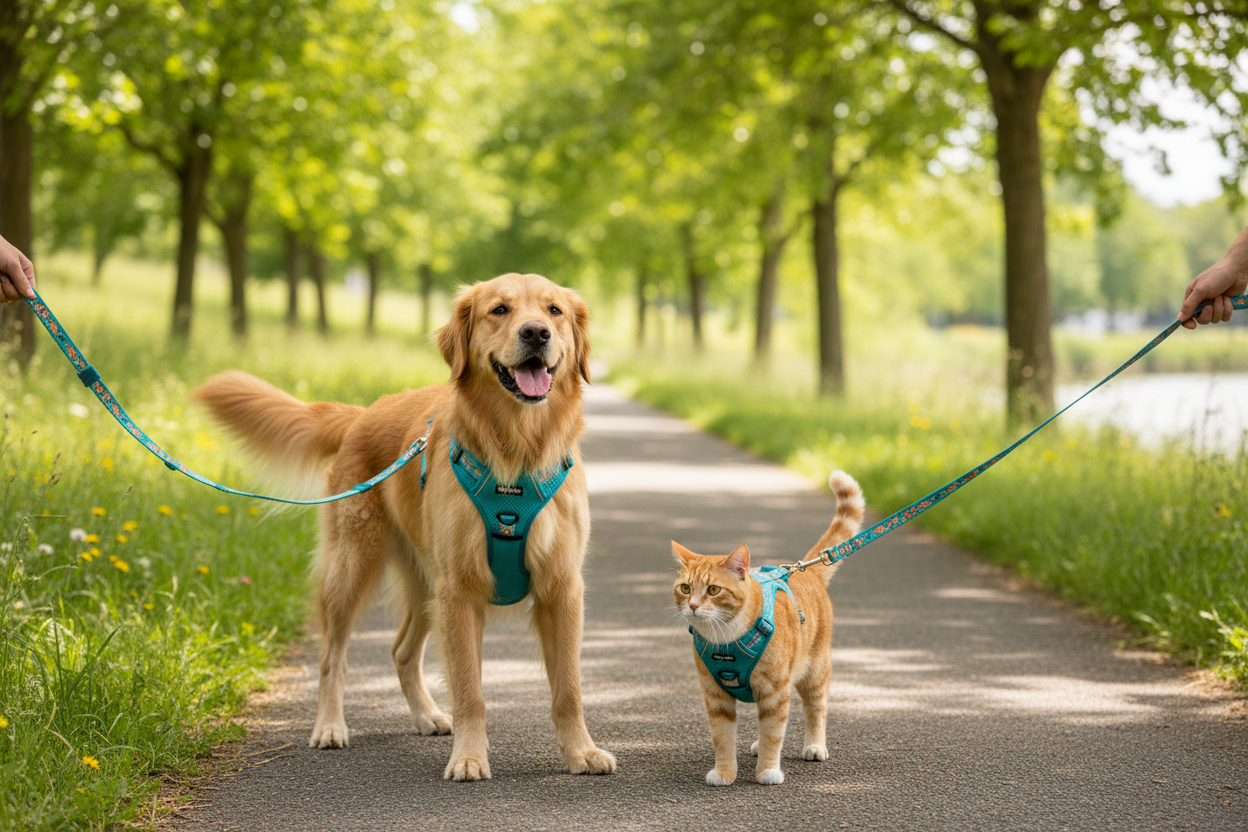 Dog Cat harness set with matching leash for comfortable walking and everyday outdoor use