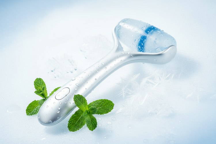 ice face roller for depuffing and cooling facial skincare routine
