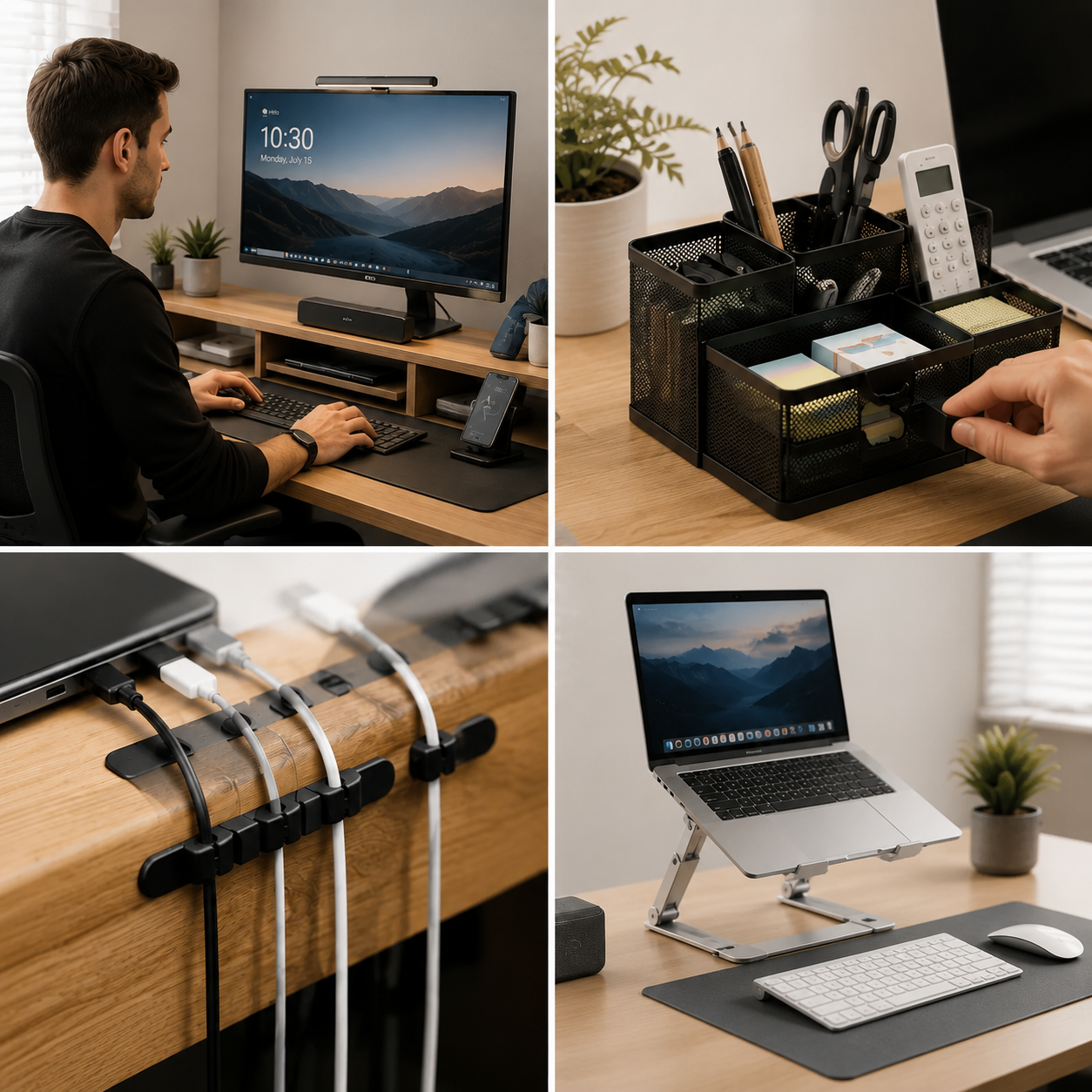 Desk Setup & Office collection featuring monitor stands, desk organizers, cable management accessories, laptop accessories and ergonomic office essentials by Arvou.