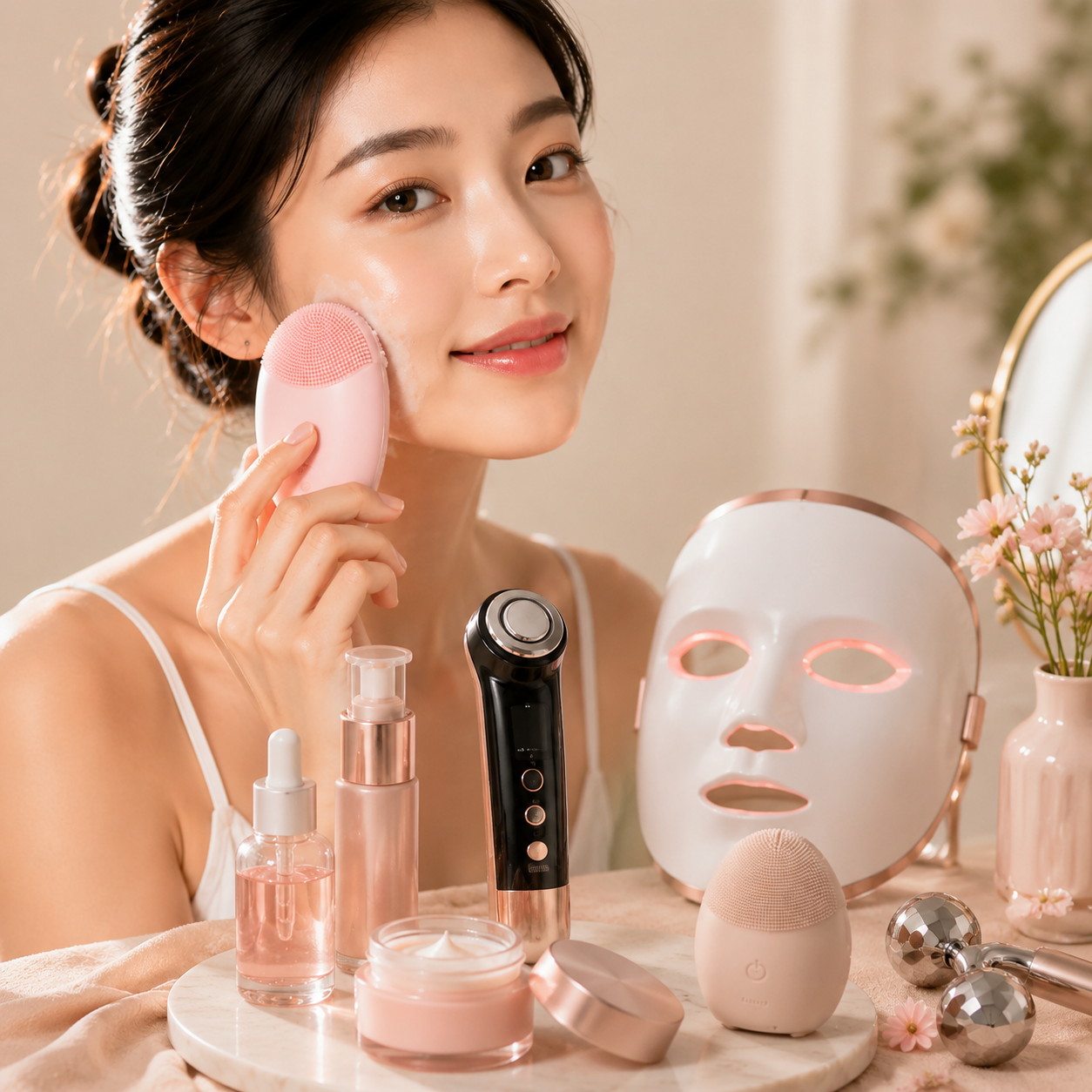 K-Beauty collection featuring Korean skincare products, beauty gadgets, facial care tools, makeup accessories and self-care essentials by Arvou.