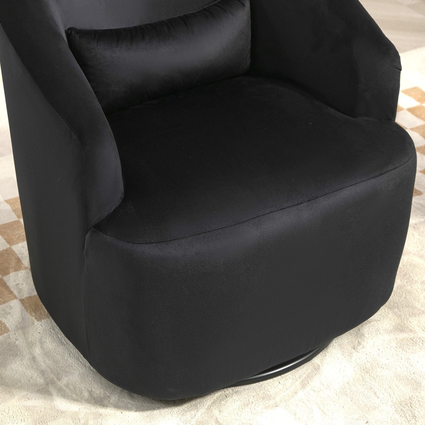 360 Degree Swivel Barrel Accent Chair, Velvet Upholstered Curved Armchair, Fully Assembled Contemporary Leisure Chair For Living Room Bedroom Office