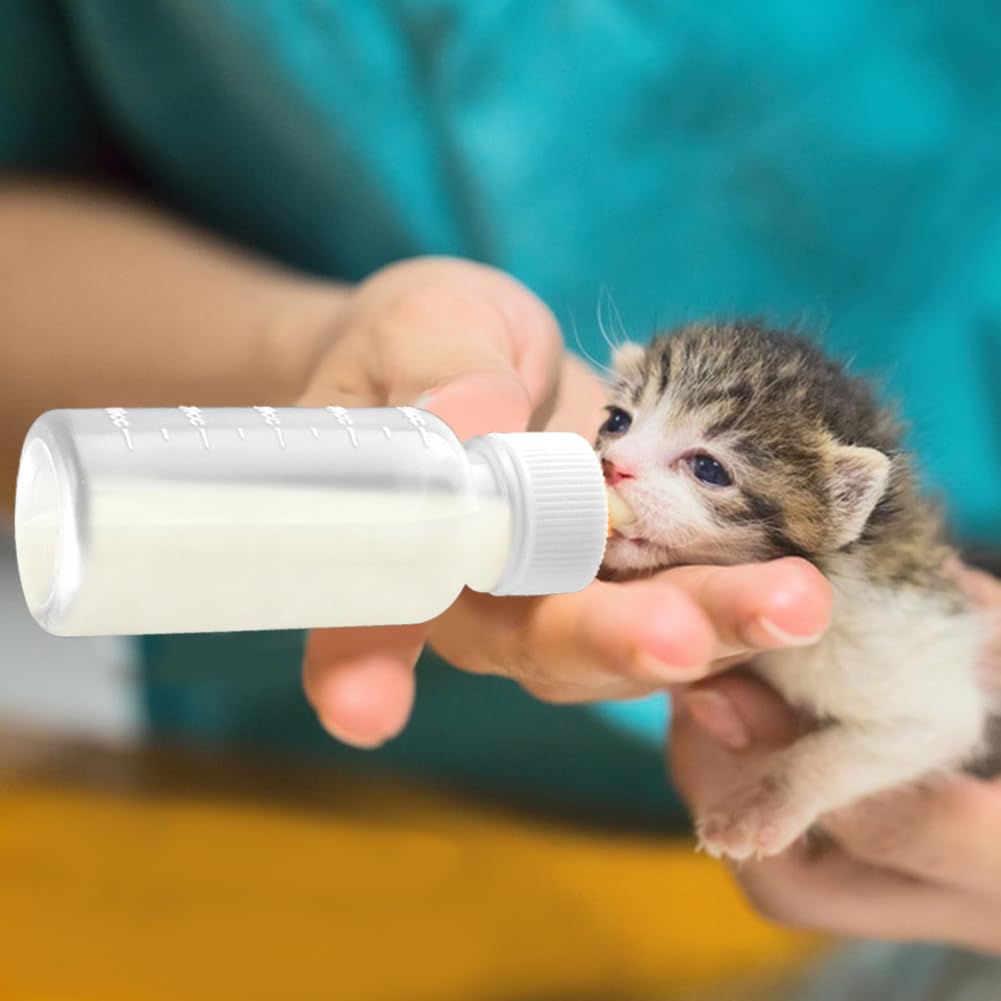 Pet Nursing Kit, Newborn Cat Bottle Feeding Set, For Newborn Puppies, Kitten, Other Small Animals,with Silicone Nursing Nipples, Formula Dispenser,Liquid Syringes,Measuring Cup&Cleaning Brush