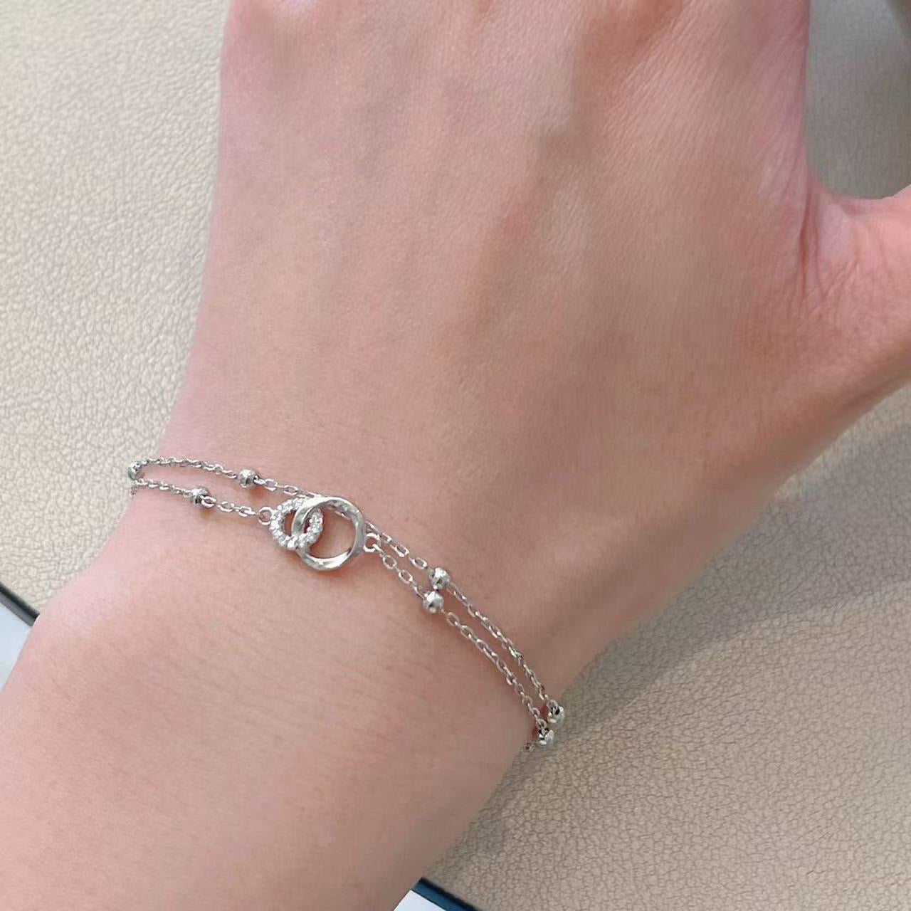 1pcs 999 Sterling Silver Mobius Infinity Bracelet, Elegant Trendy Style, Ideal For Birthday & Anniversary Gifts