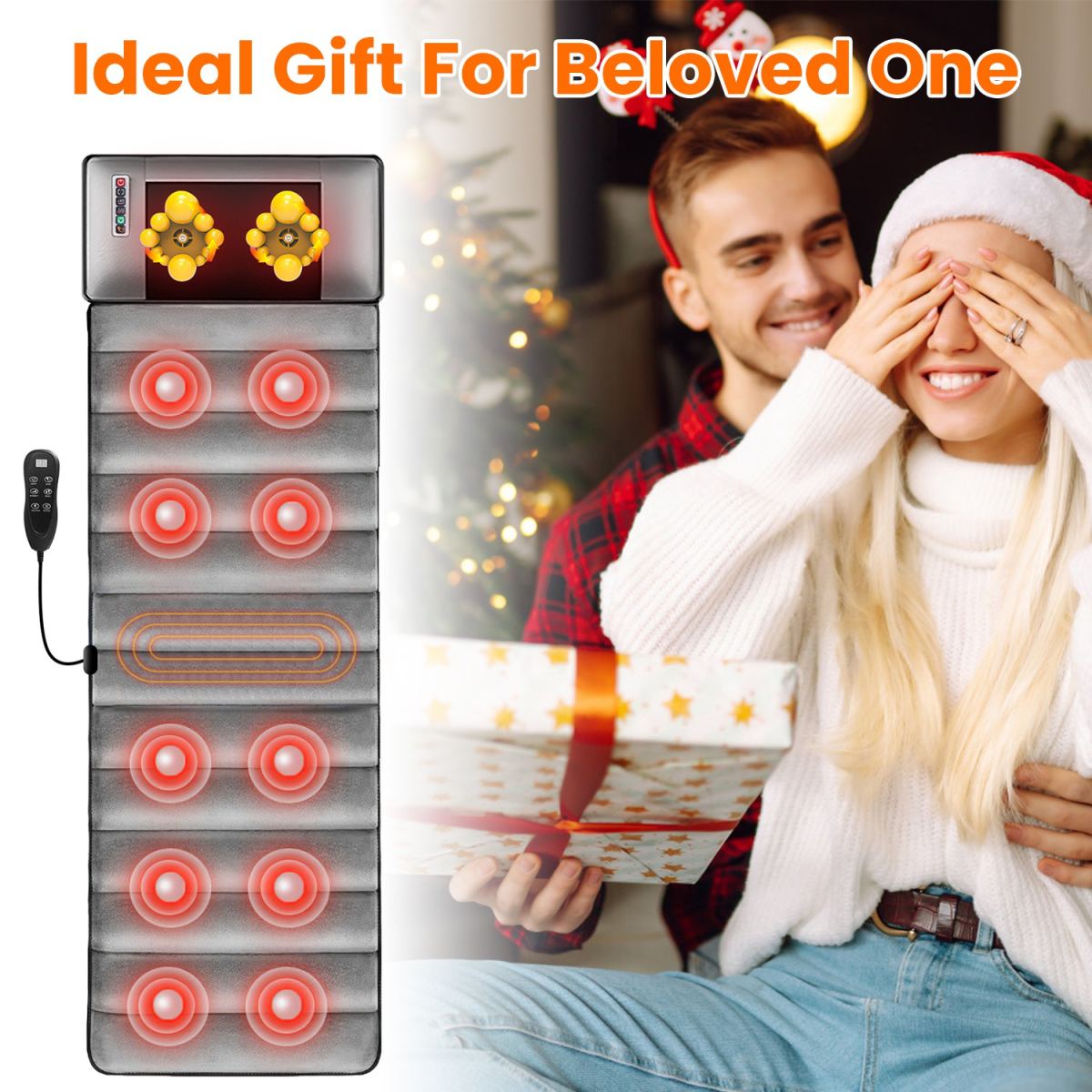 1Set Upgrade Type Full Body Electric Massage Mat With Heat Vibration Massage Pad Cushion Back Massage Mattress Chair Pad With Neck Massage Pillow With 10 Vibration Motors Timer For Valentines Day Gift
