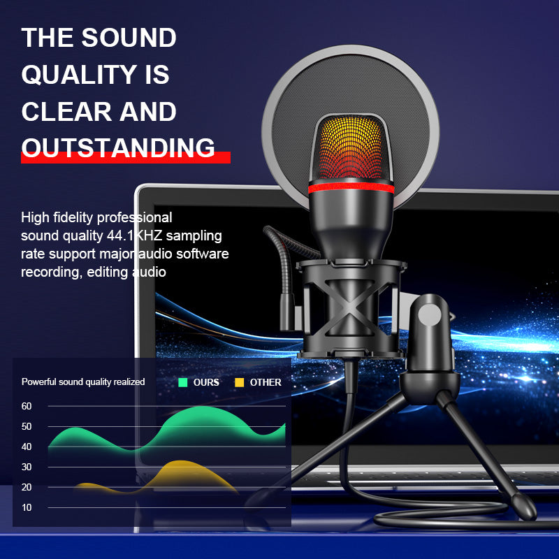 USB Microphone For Gaming And Podcast, RGB Light Small And Easy Setup