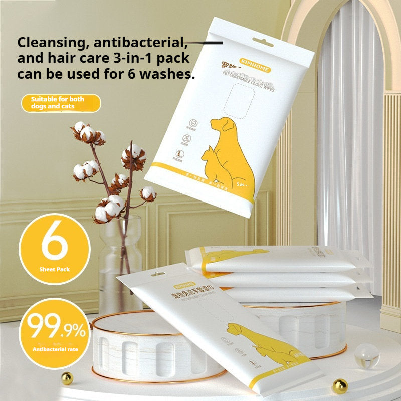 Pet No Wash Gloves Cat Bathing Pet Wipes