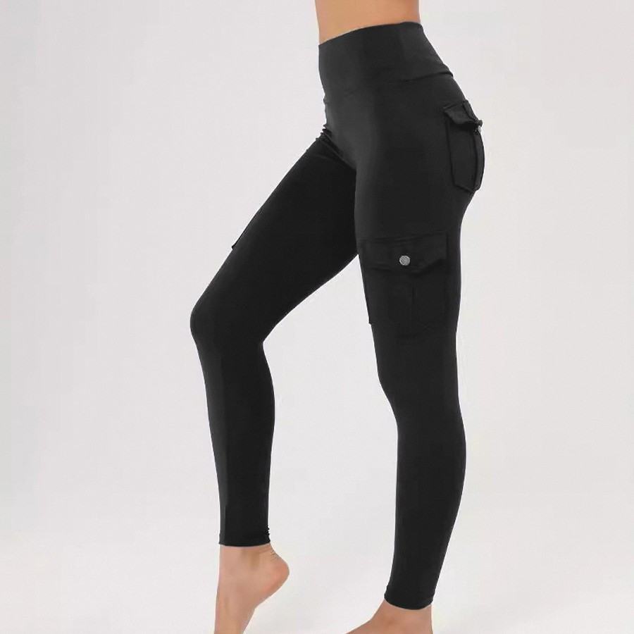 Workwear Multi-pocket High Waist Cropped Belly Contracting Hip Raise Fitness Pants