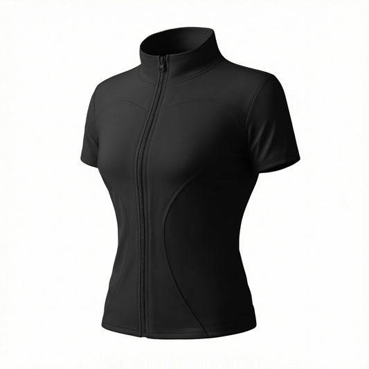 2026 Summer New Style Nude-Feel Short-Sleeved T-Zipper Fitness Clothing Women's Cycling Clothing Outdoor Sports Yoga Training Tops