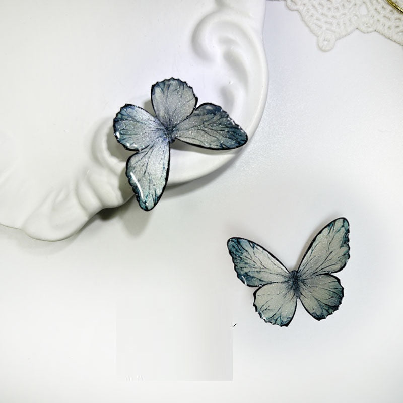 Retro Ice Gray-blue Butterfly Hair Clip Headpiece