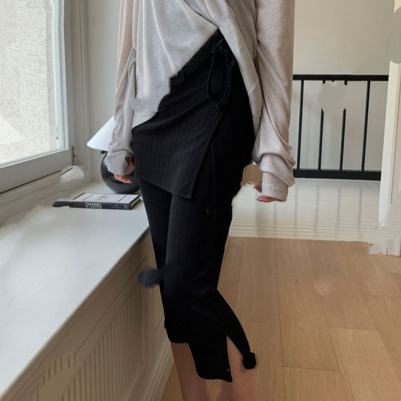 New High-waisted Tight-fitting Slimming Capri Skirt-pants With A Butt-flattering Panel