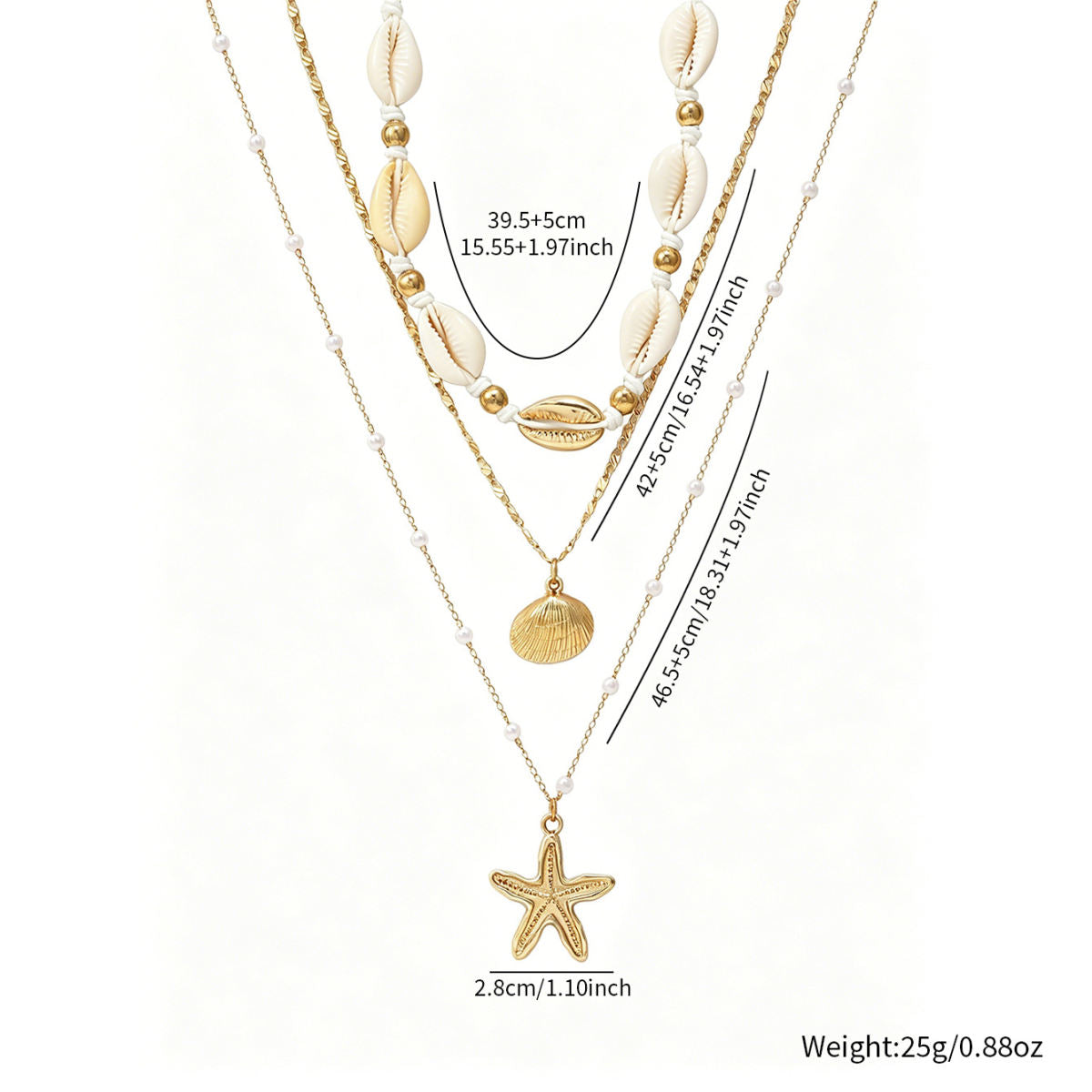 Cross-border European American Multi-layer Jewelry Set, Ocean Beach Style Clavicle Necklace With Shell & Starfish Pendant, In Stock Seaside Women Neck Accessories