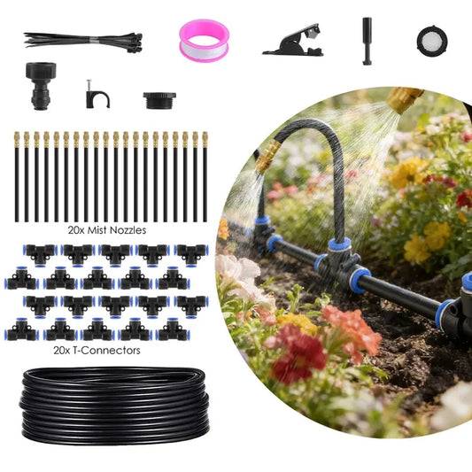 Garden Drip Irrigation Kit With 360' Bendable Misting Nozzles Automatic Garden Automatic Watering System For Garden Lawn Greenhouse Flower Bed Greenhouse Patio Lawn Cooling
