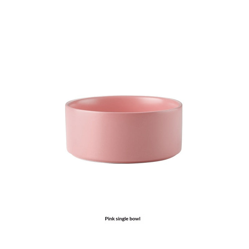Solid Color Minimalist Home Use Ceramic Cat Food Feed Bowl