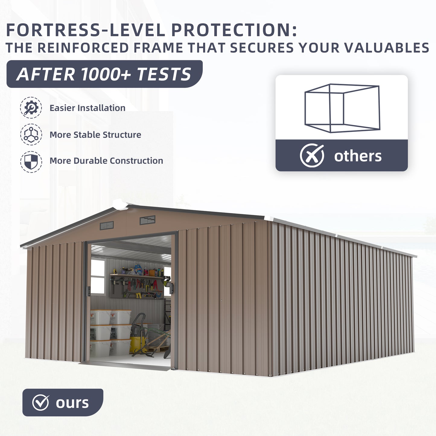 Campcraft 10x12ft  0.23mm Color Steel Plate, Surface Protective Film, Two Daylight Windows, A Practical And Thoughtful Gift,two Colors Can Be Freely Selected Storage Sheds