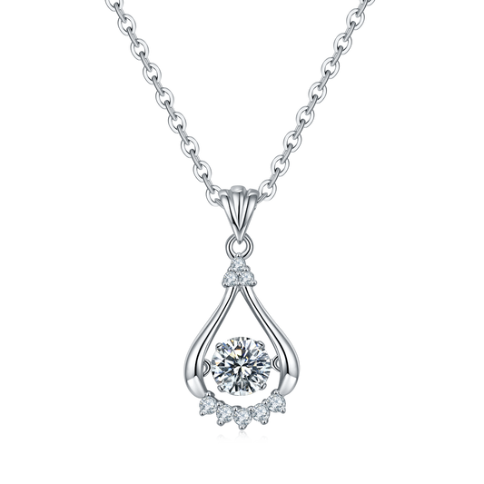 S925 Sterling Silver 0.5ct D Color VVS1 Moissanite Teardrop Openwork Necklace 45cm Platinum Plated GRA Certified Gift Box
