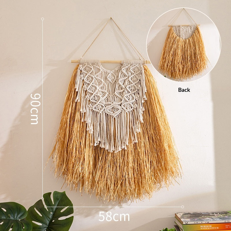 Natural Woven Raffia Decor For Bedroom Background Wall Decoration