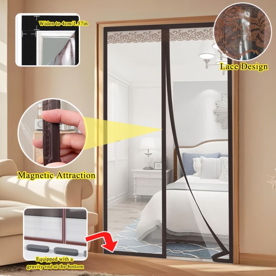 Pet Friendly Magnetic Thermal Insulation Door Curtain Auto Close Anti Heat Windproof EVA Air Conditioning Screen Curtain For Home Balcony Bedroom