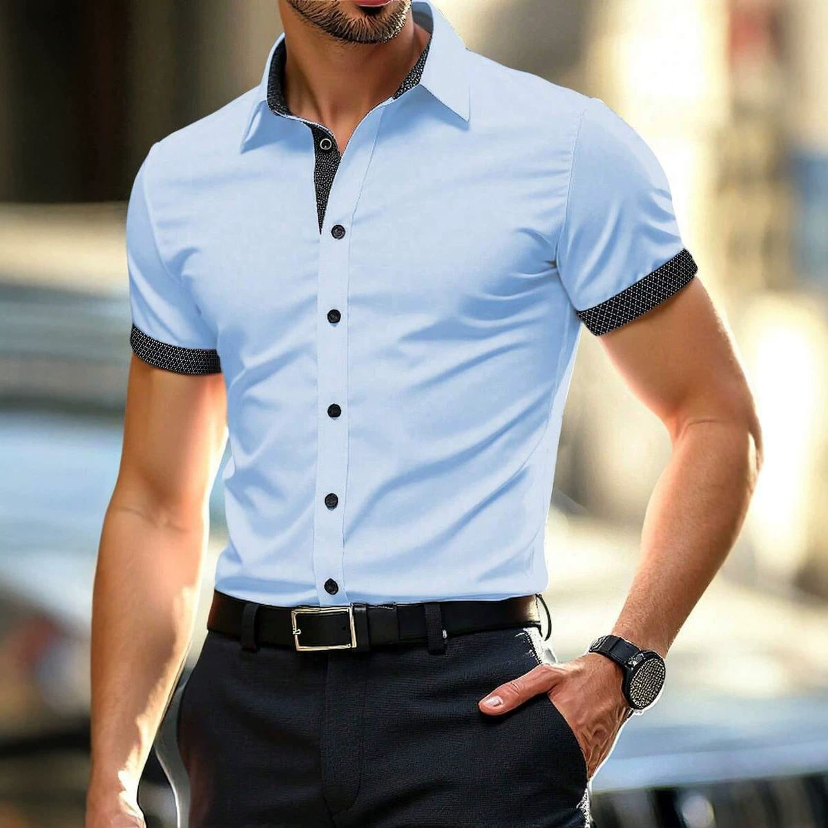 Summer Mens Short-sleeve Casual Fashion Shirt