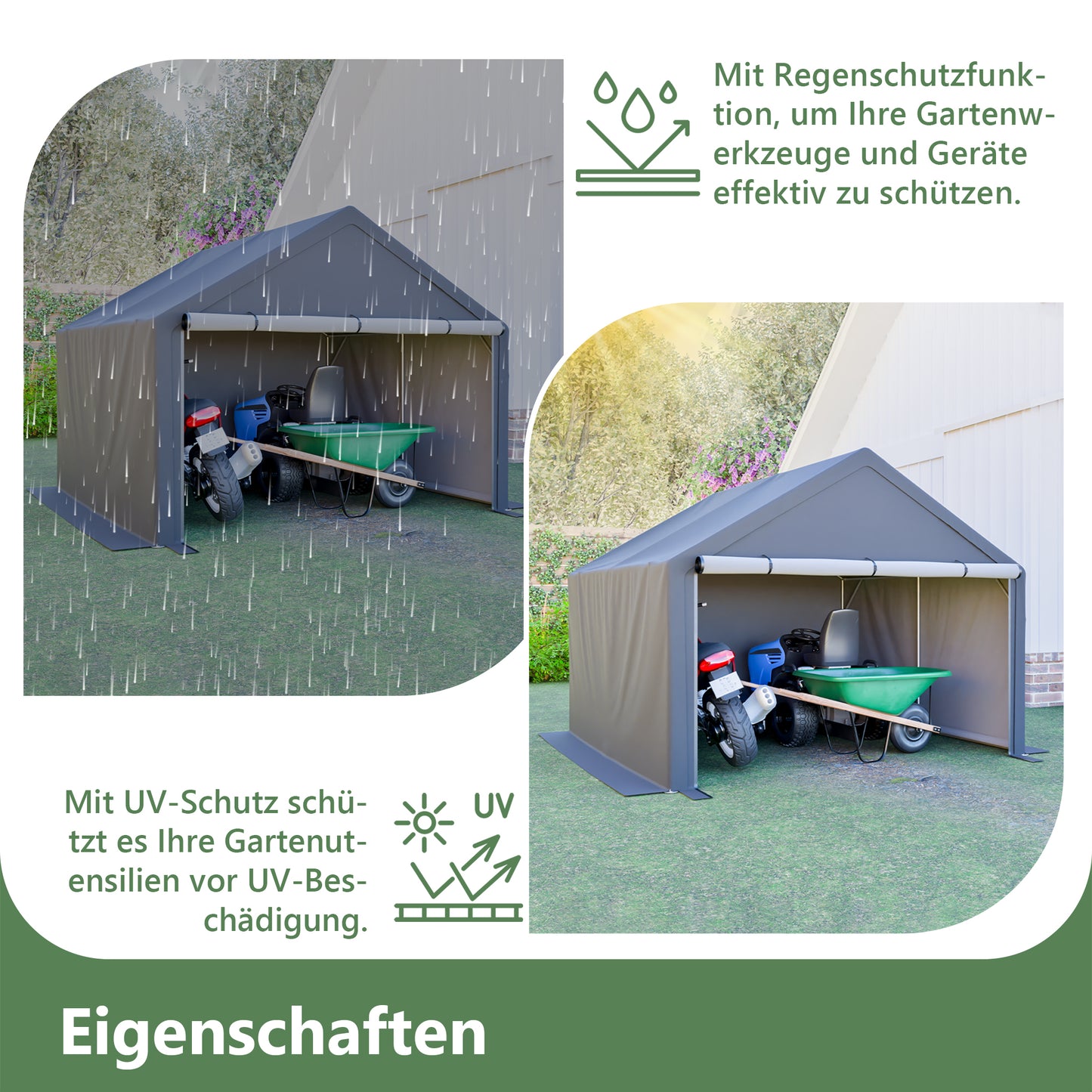 Complete Solution For Outdoor Storage Dark Grey Bicycle Shed Tent With Tool And Garden Tool Storage  305x296x233cm