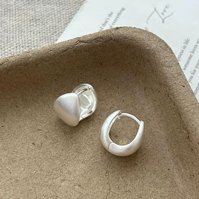1 Pair 999 Sterling Silver Matte Teardrop Hoop Earrings, Minimalist & Elegant Style, Perfect For Daily, Dating & Gifting, Ideal Valentine's Gift
