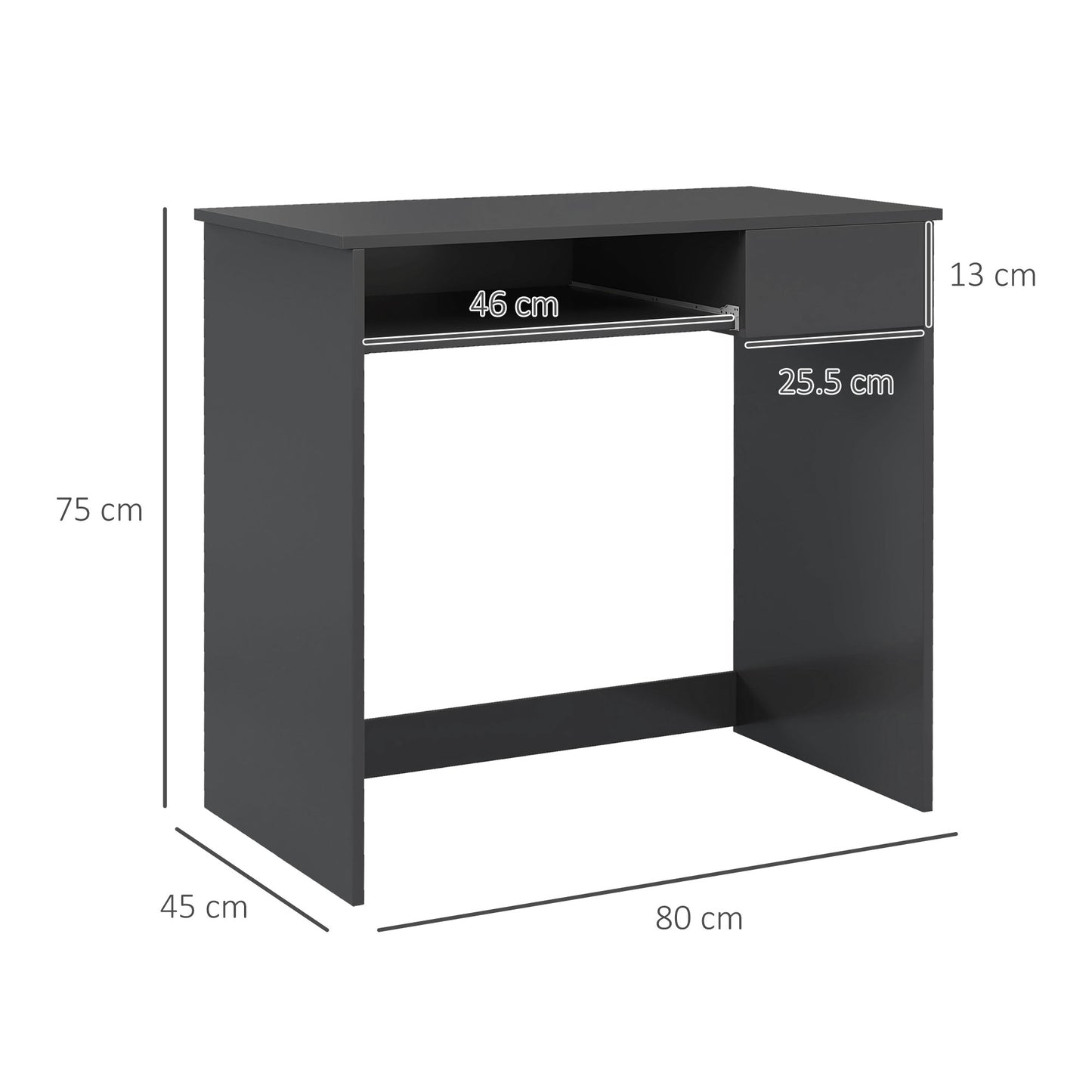 Compact Computer Desk With Keyboard Tray And Drawer, Study Desk, Writing Desk For Home Office, Grey