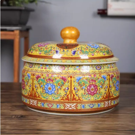 Storage Jar Antique-Style Gold-Inlaid Tea Caddy Craft Item