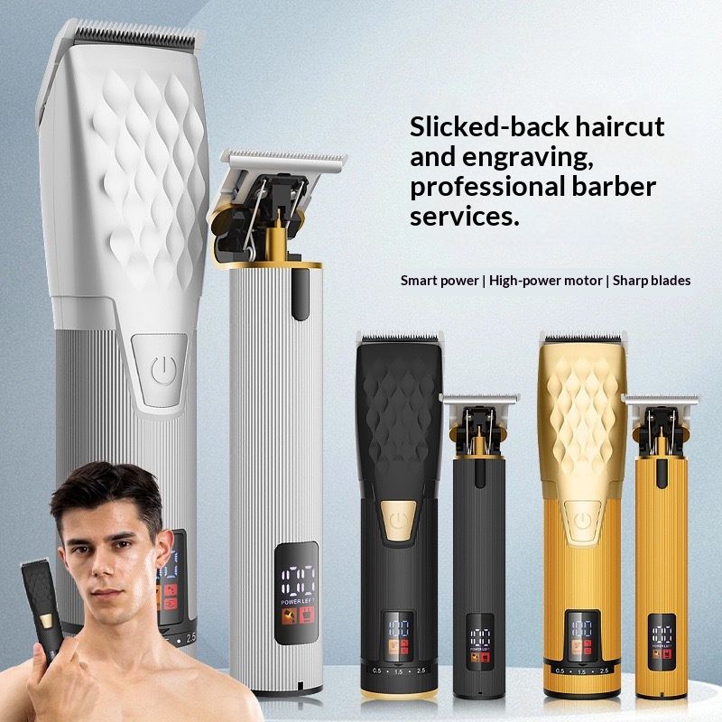 Electric Hair With Lettering Metal Barbers Trimmer Rechargeable Digital-display Electric Clipper