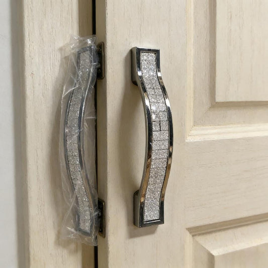 Set Of 10 Modern Crystal Door Handles With Screws, Elegant Crystal-Look Furniture Handles For Dressers & Kitchens, 5x 128mm & 5x 96mm Glass Knobs For Drawers—Hand Tools