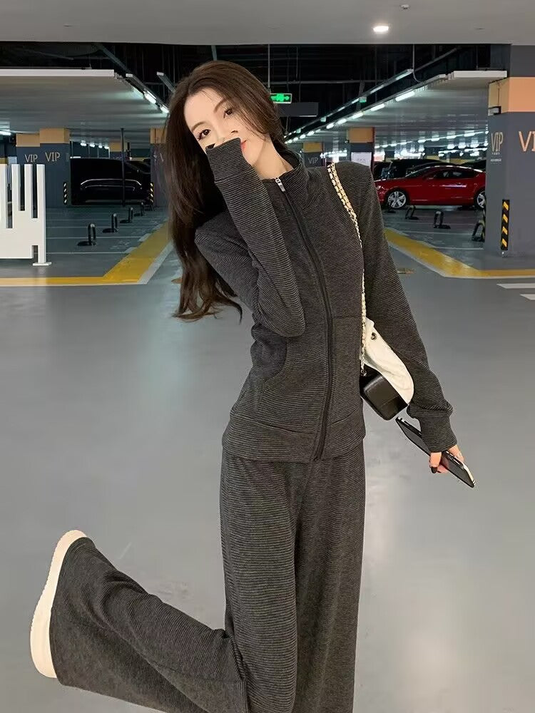 Women's Korean-style Loose Casual Top And Pants Set
