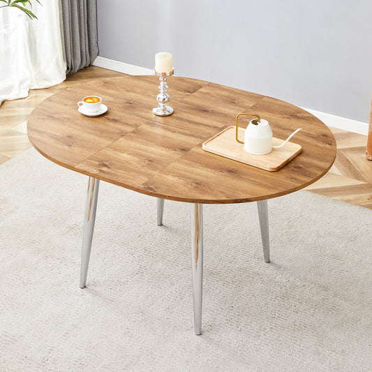 With A Clever Retractable Mechanism, The Wood Grain MDF Table Top And Silver Metal Legs And Has A Smooth And Delicate Surface.The Unique Look Creates The Sleek Silhouette Of A Modern Home.