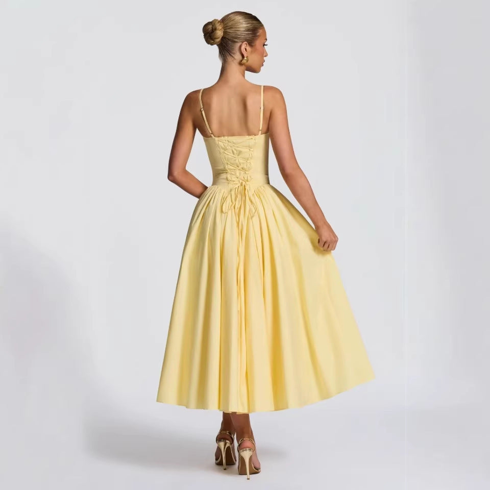 Body Hugging Pleated Strap Dress