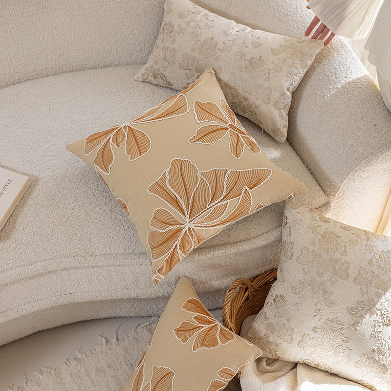 Floral Embroidered Plant Home Living Room Decorative Sofa Throw Pillow