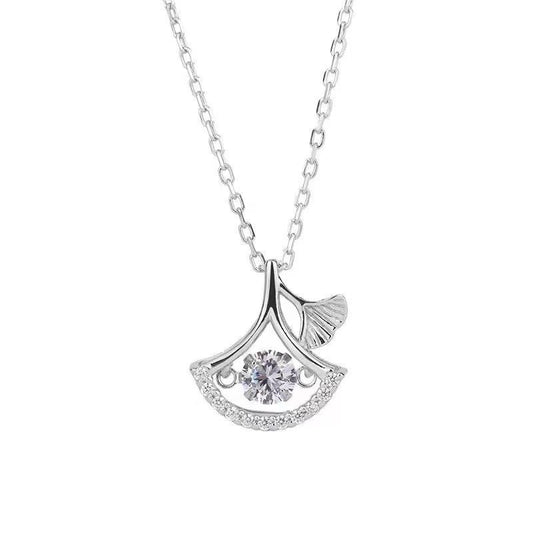 1pcs 999 Sterling Silver Fan-shaped Zircon Necklace, Dainty Trendy Style, Ideal For Birthday & Holiday Gifts