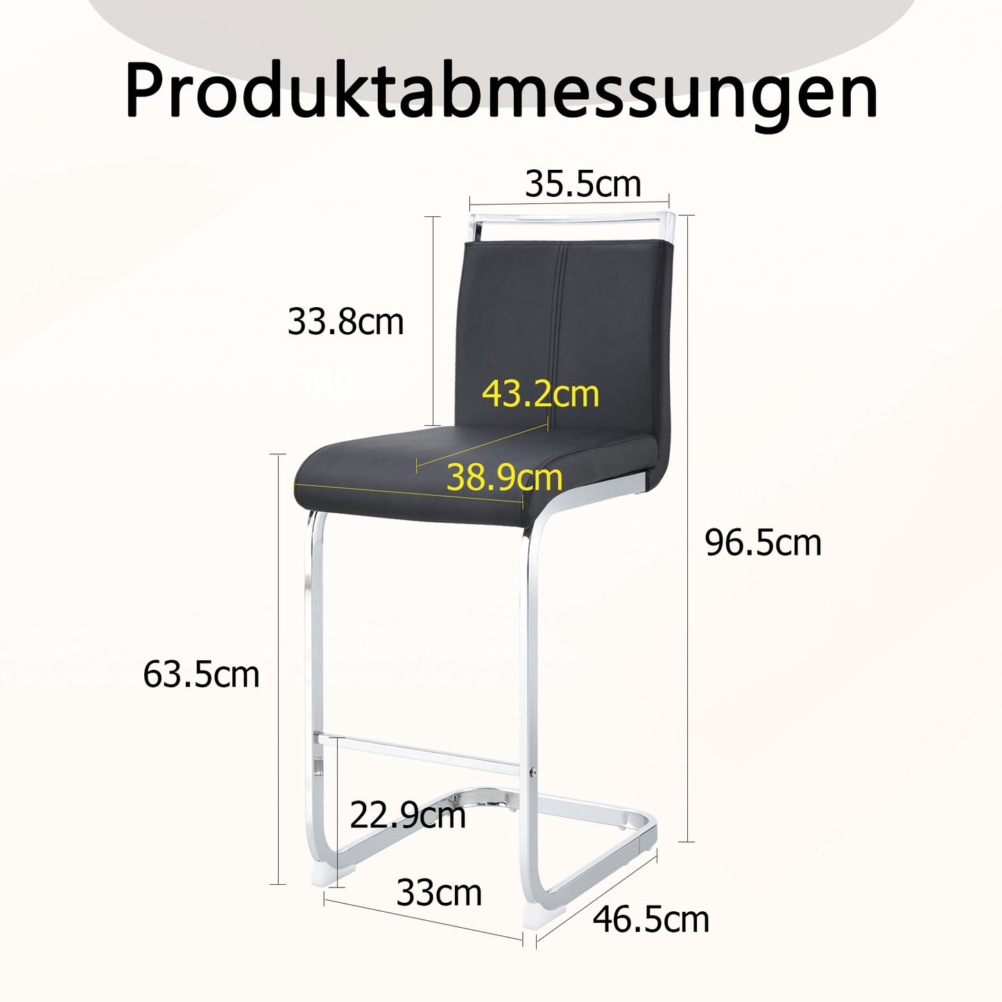 Two High-quality Black Bar Stools In Nordic Style, Suitable For Restaurants, Kitchens, Terraces And Guests Office Chairs  Set Of 2 Black PU Suitable For Multiple Occasions.