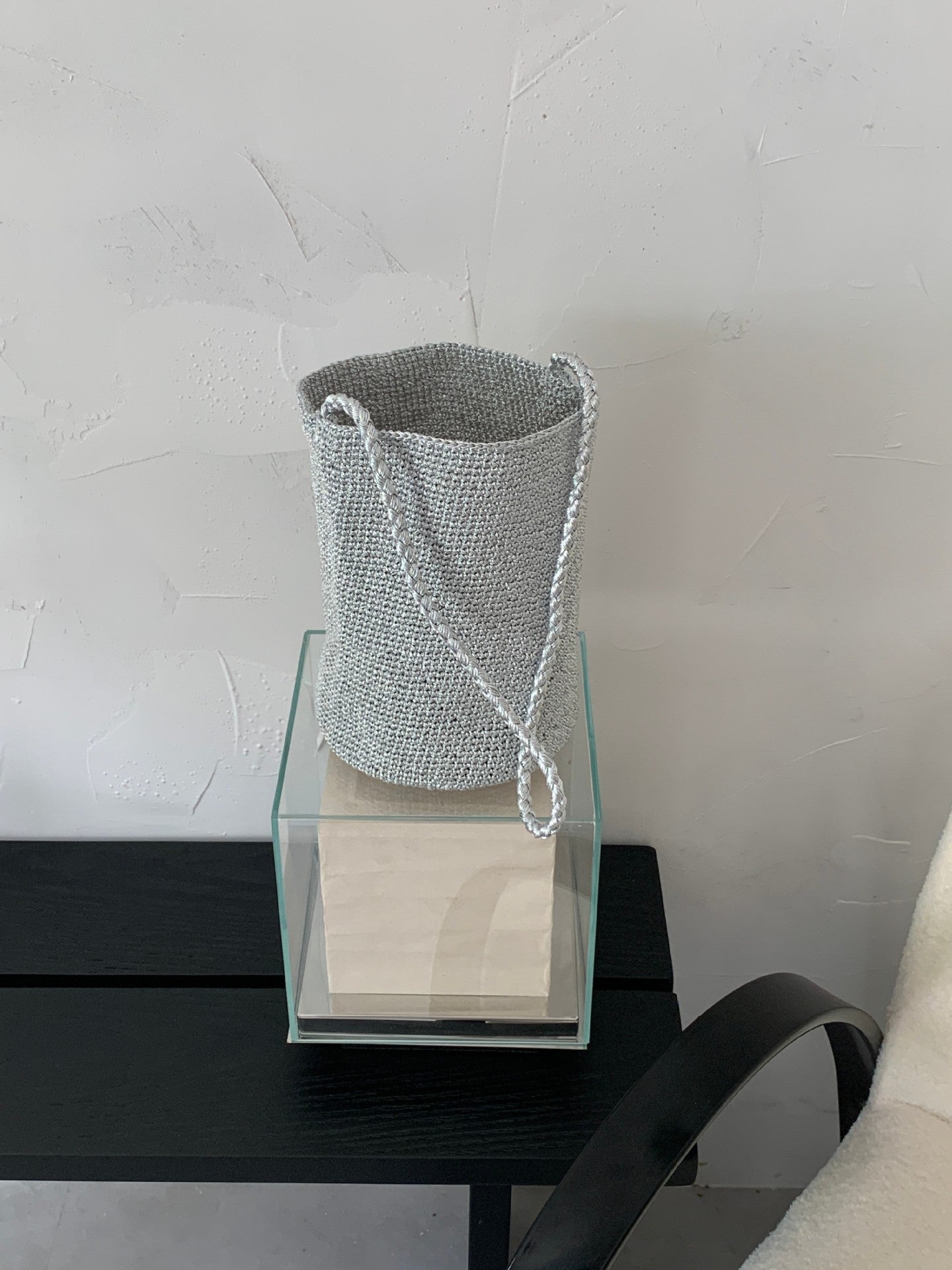 Korean-style Red Handmade Woven Bucket Bag For Women