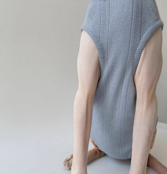 Sphynx Cat Summer Vest Surgical Recovery Suit Clothes Back Buttons