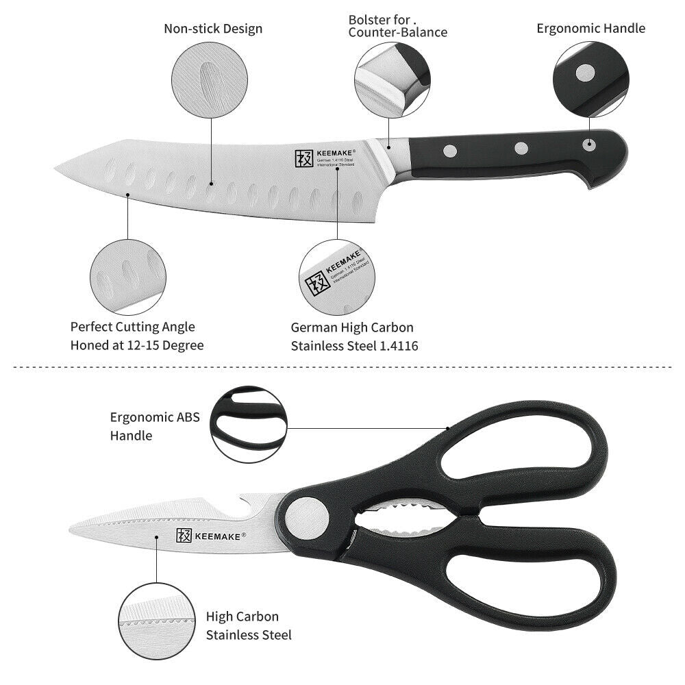2-Piece Chef's Knife And Kitchen Shears Set  Stainless Steel Slicing Knife  Gift Set