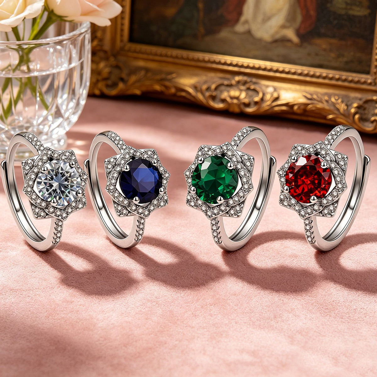 Unique Bohemian Style Japanese-Korean Fashion Colorful Gemstone Open Ring For Women, Romantic Design, Perfect Gift For Girlfriend On Holidays