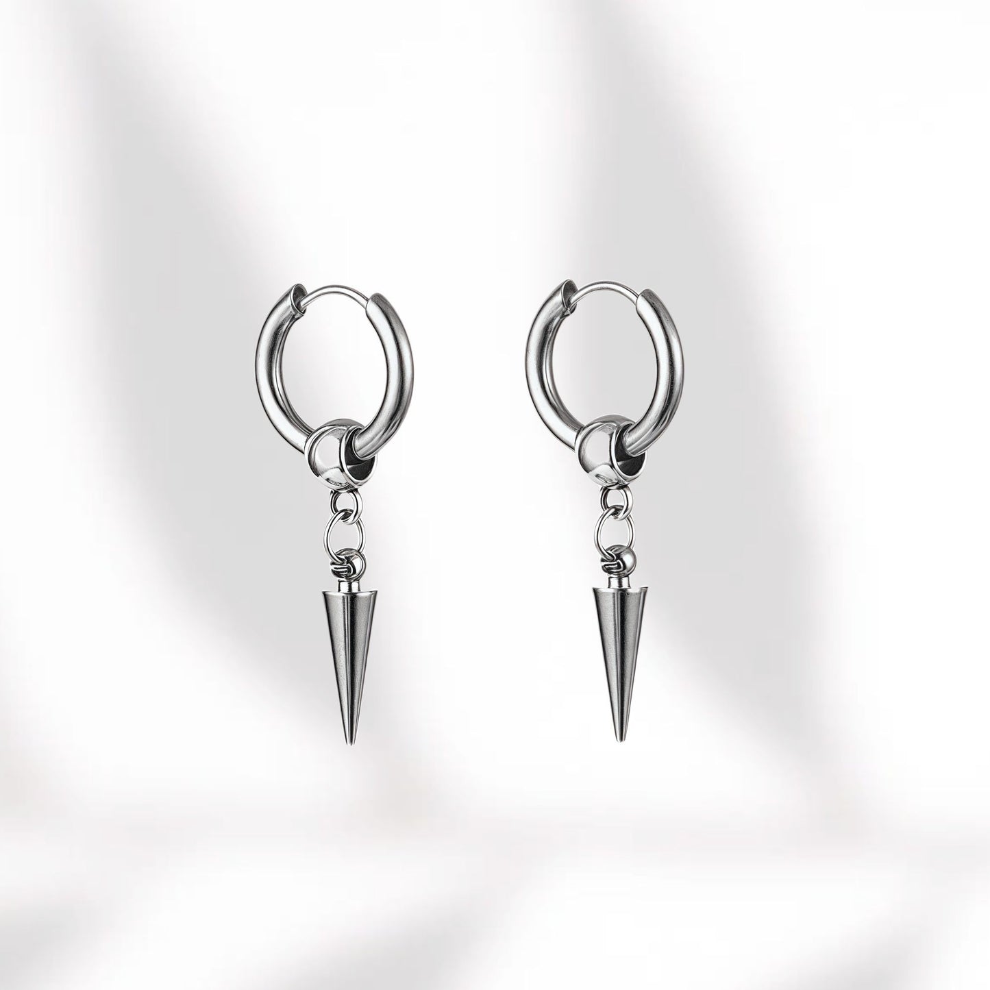 Titanium Steel Stud Earrings, Cool Hip Hop Punk Hoop Earrings For Men & Women, High-End Neutral Unisex Fashion Ear Jewelry