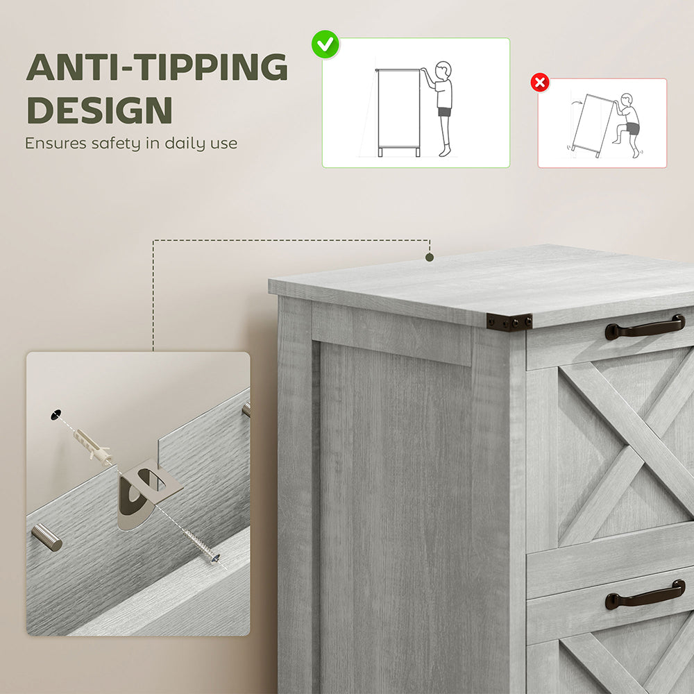 Vertical File Cabinet With 2 Drawers,Quality Drawer Slides  Anti-tipping Device Rustic Farmhouse Office Storage Cabinet For A4, Letter Size, Distressed Light