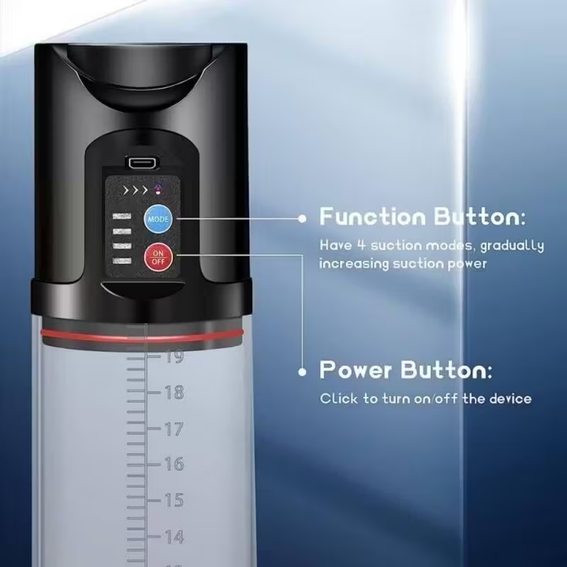 2-in-1 Pump Vacuum Pump And Silicone Extender For Men's Enhancement And Muscle Massage Black