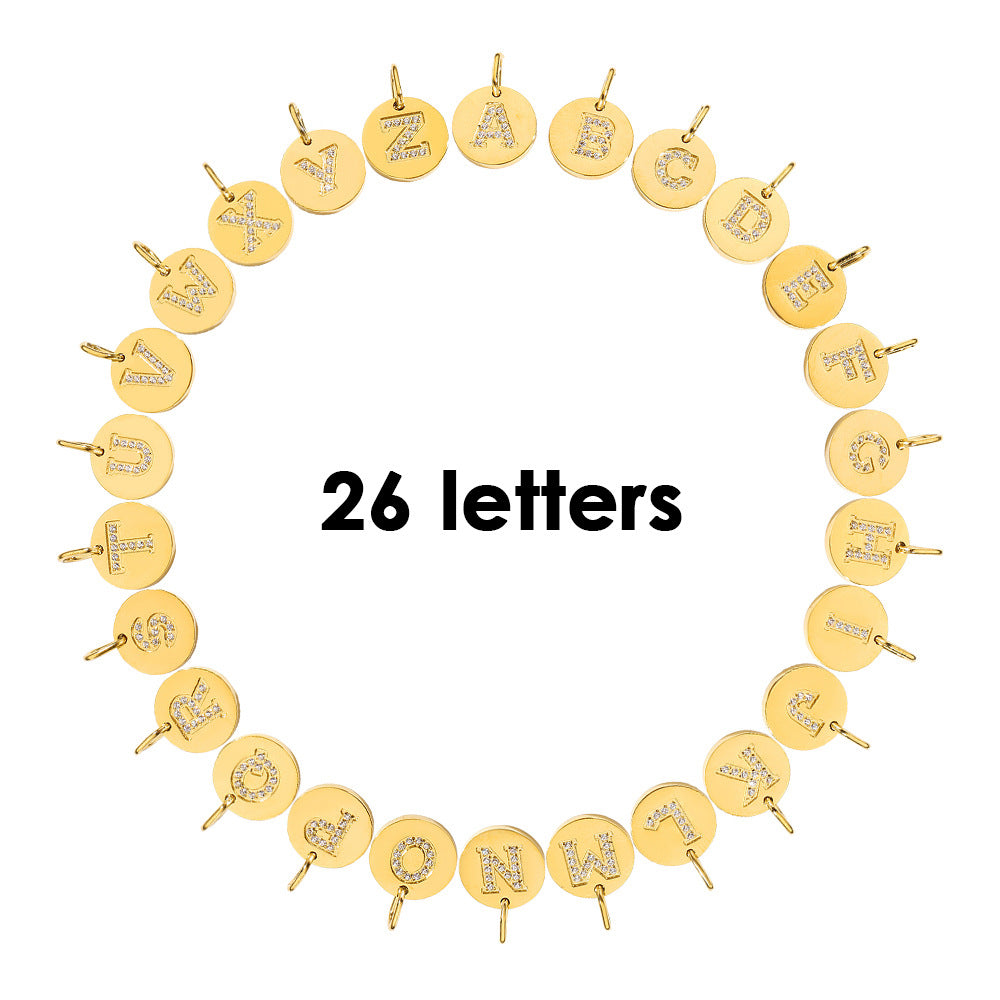 Diamond-Encrusted Jewelry Accessories Stainless Steel Letter Pendant